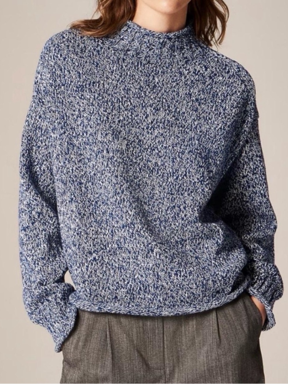 J Crew 2025 Rollneck Marled Blue Sweater